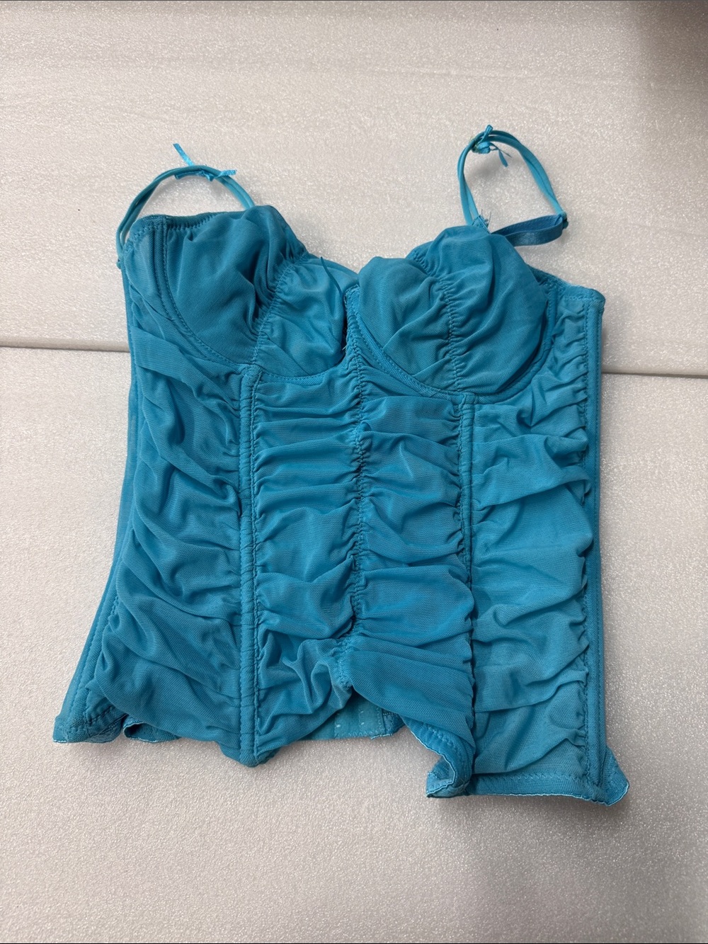 Connection 18 Teal Ruched Bustier Chemise Top
